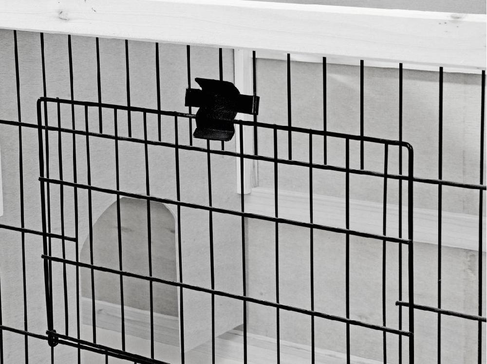 Vente Unique Clapier En Bois Sur Pieds Pour Lapins Et Rongeurs - L. 91 X P. 45 X H. 70 Cm - Blanc - LAPIUS