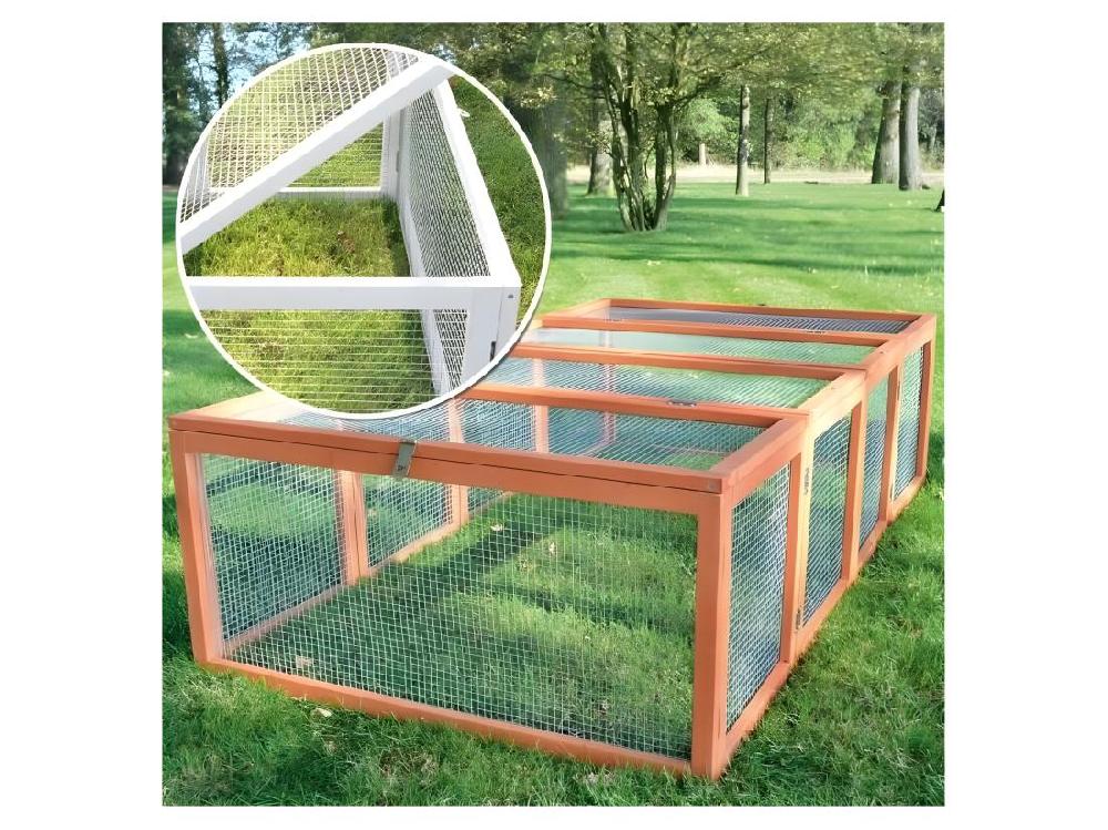 Vente Unique Clapier Lapins Rabbit Run 2023 Exterieur- Cage Mobile -Couleur Bois