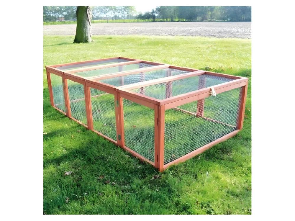 Vente Unique Clapier Lapins Rabbit Run 2023 Exterieur- Cage Mobile -Couleur Bois