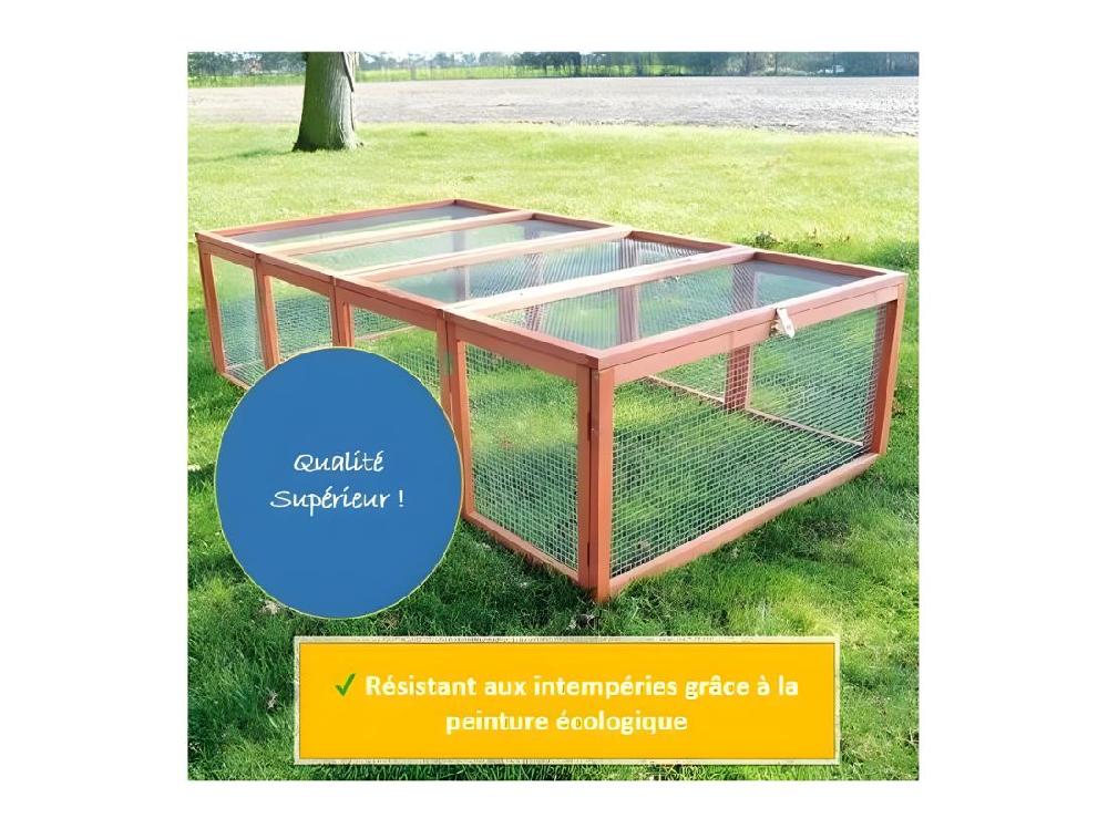 Vente Unique Clapier Lapins Rabbit Run 2023 Exterieur- Cage Mobile -Couleur Bois