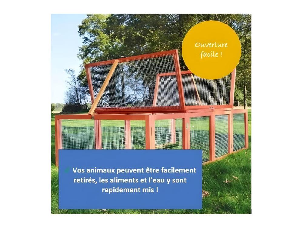vente unique Clapier lapins Rabbit Run 2023 exterieur- Cage Mobile -Couleur Bois