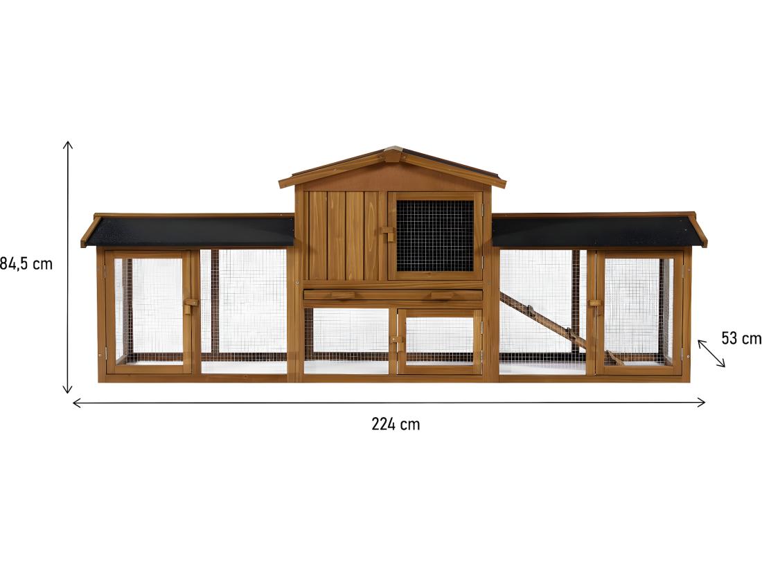 Vente Unique Clapier Pour Lapin En Bois "Galina" 2 Portes- Marron