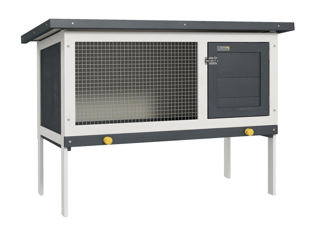 Vente Unique Clapier Sur Pied Cage à Lapin Avec Niche Intérieure Toit Ouvrant Porte Verrouillable Dim. 90L X 45l X 65H Cm Noir Blanc Vert