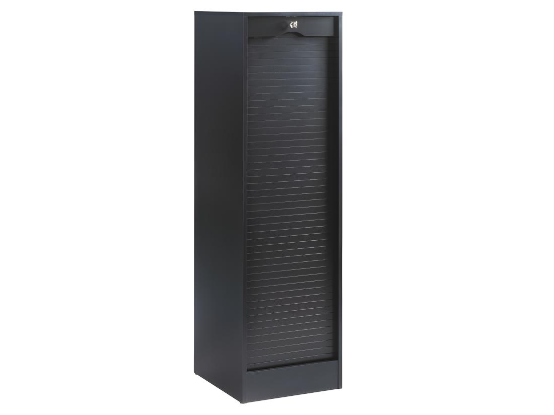 Vente Unique Classeur à Rideau 8 Tablettes 1 Kit Dossiers Serrure L 41 4 H 140 4 P 44 Cm - Coloris: Noir