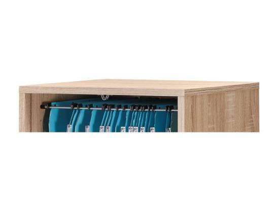 vente unique Classeur à Rideau 8 Tablettes 1 Kit Dossiers Serrure L 41 4 H 140 4 P 44 cm - Coloris: Chêne Naturel