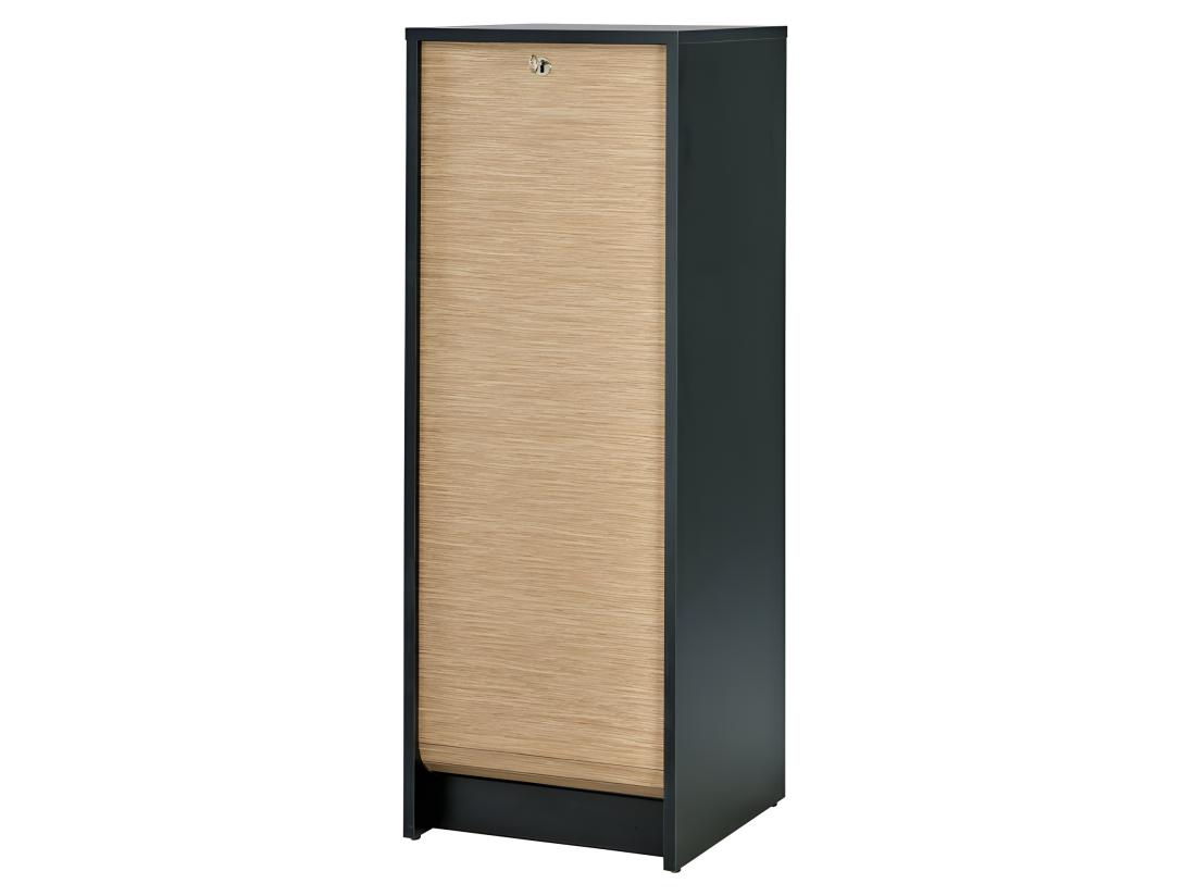 vente unique Classeur à Rideau Noir Bicolore 104 cm - Coloris: Chêne Naturel
