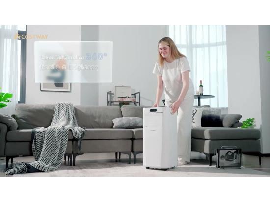 Vente Unique Climatiseur Mobile 4 En 1 R290 7000BTU 15 ㎡ [Classe énergétique A] Rafraîchissement Déshumidification Ventilateur Et Mode Nuit (Blanc)