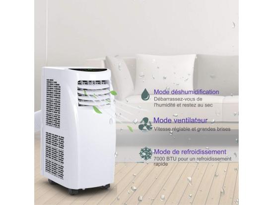 Vente Unique Climatiseur Mobile Silencieux 7000 BTU Chaud/Froid [Classe énergétique A] Programmable Avec Télécommande 17 à 30℃