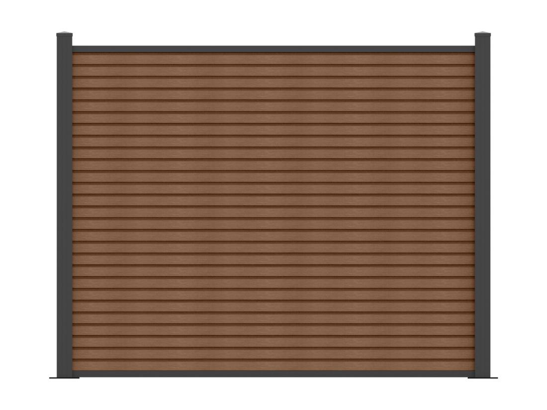 Vente Unique Clôture à Enterrer Effet Bois H148 Cm - Kit De 9 Lames En Composite Co-extrudé + 2 Poteaux Anthracite - PALIZO