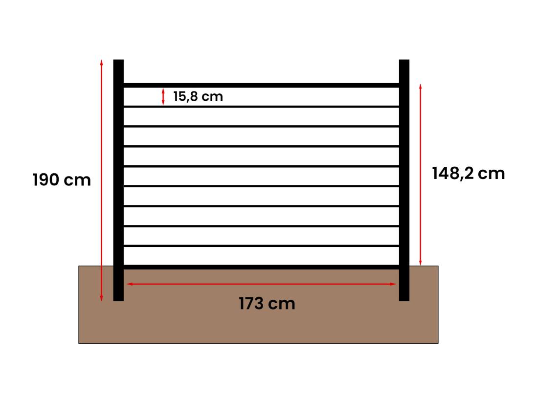 Vente Unique Clôture à Enterrer Effet Bois H148 Cm - Kit De 9 Lames En Composite Co-extrudé + 2 Poteaux Anthracite - PALIZO