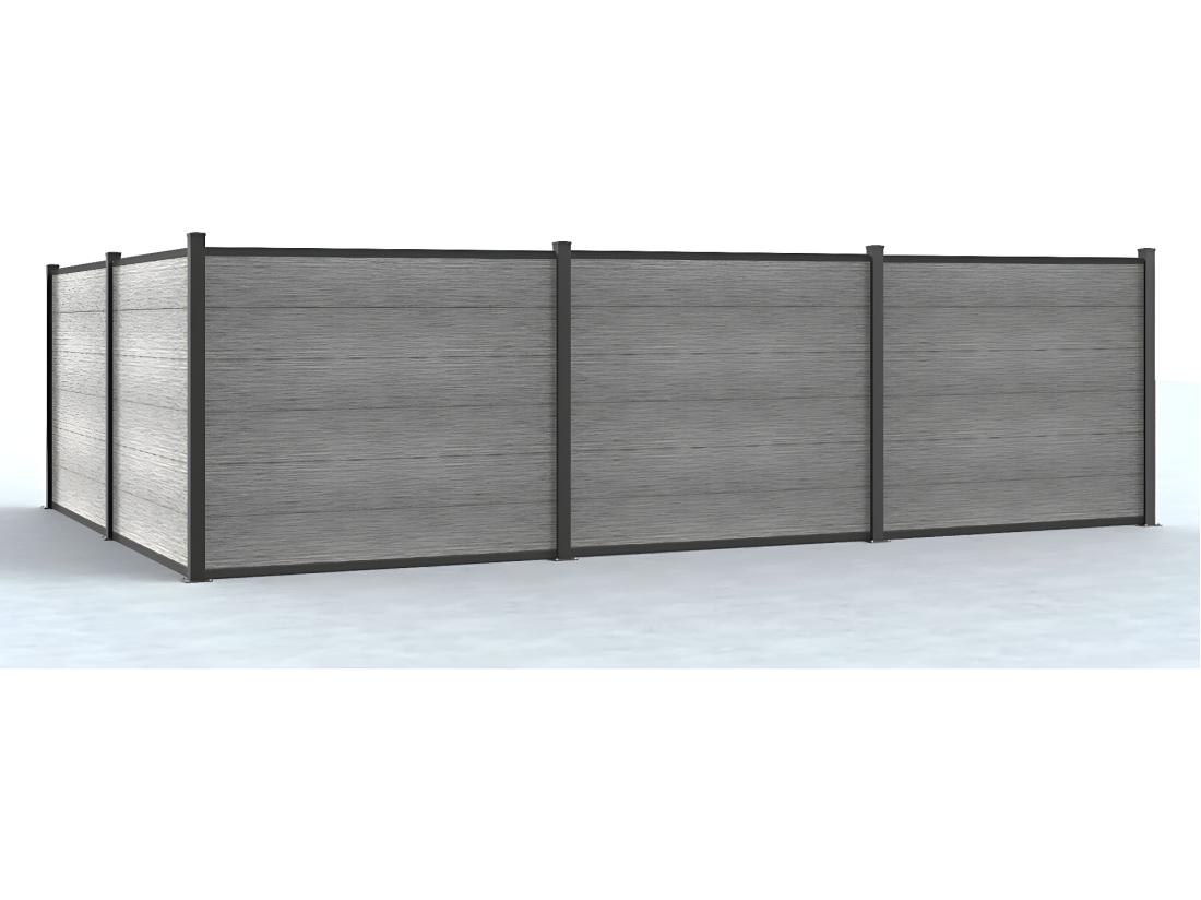 Vente Unique Clôture à Enterrer H 156 Cm - Kit De 6 Lames En Composite + 1 Poteau Gris Clair - ENOLA