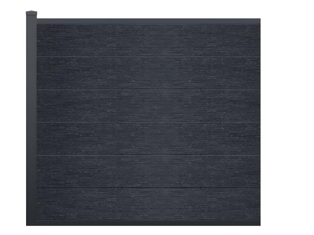 Vente Unique Clôture à Enterrer H 156 Cm - Kit De 6 Lames En Composite + 1 Poteau Anthracite - ENOLA