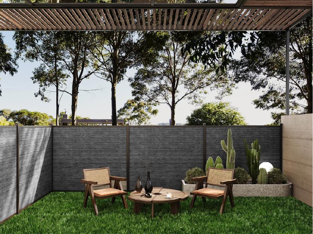 vente unique Clôture à enterrer H 156 cm - Kit de 6 lames en composite + 2 poteaux anthracite - ENOLA
