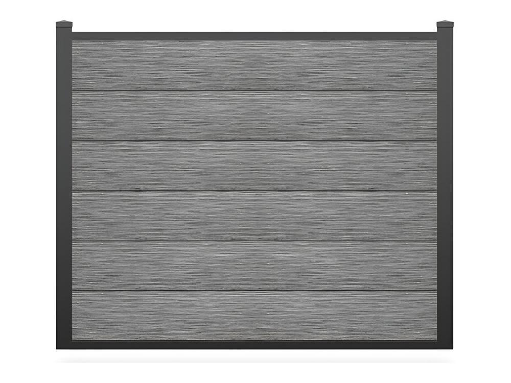 Vente Unique Clôture à Enterrer H 156 Cm - Kit De 6 Lames En Composite + 2 Poteaux Gris Clair - ENOLA