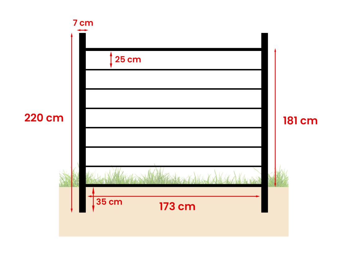 Vente Unique Clôture à Enterrer H 181 Cm - Kit De 7 Lames En Composite + 2 Poteaux Anthracite - ENOLA