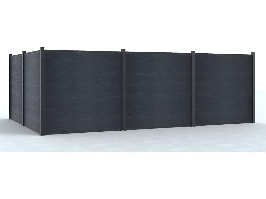 Vente Unique Clôture à Enterrer H 181 Cm - Kit De 7 Lames En Composite + 1 Poteau Anthracite - ENOLA
