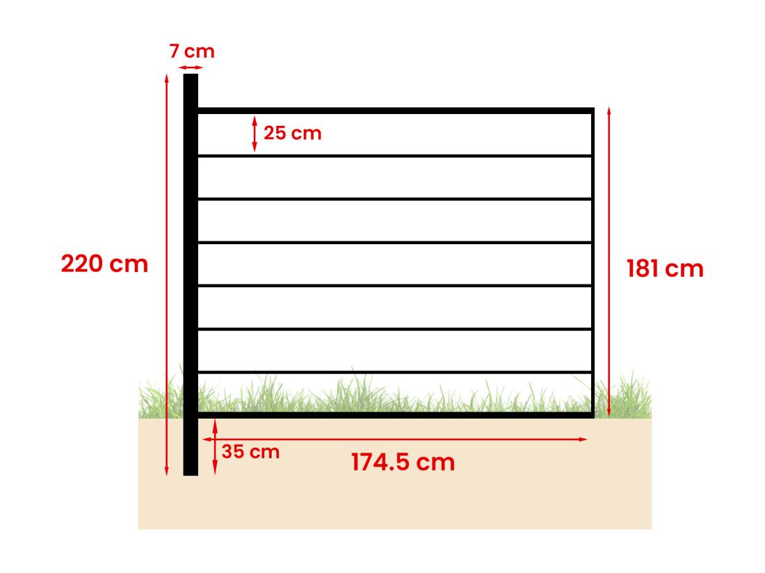 Vente Unique Clôture à Enterrer H 181 Cm - Kit De 7 Lames En Composite + 1 Poteau Anthracite - ENOLA