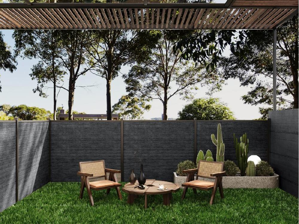 vente unique Clôture à enterrer H 181 cm - Kit de 7 lames en composite + 2 poteaux anthracite - ENOLA