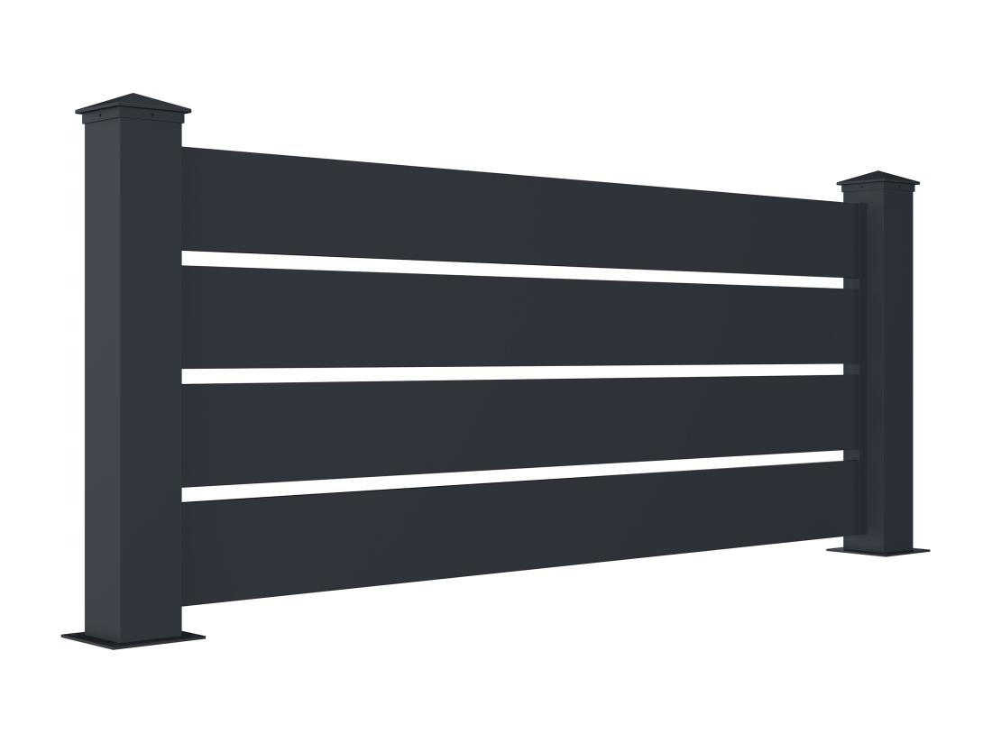 Vente Unique Clôture à Poser Ajourée H80.3 X L188.6 Cm En Aluminium Anthracite - PRIMO