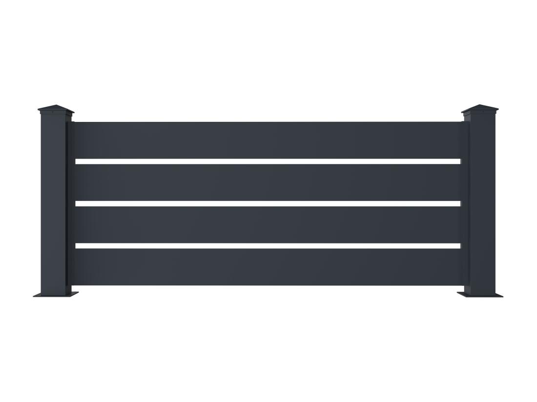 Vente Unique Clôture à Poser Ajourée H80.3 X L188.6 Cm En Aluminium Anthracite - PRIMO
