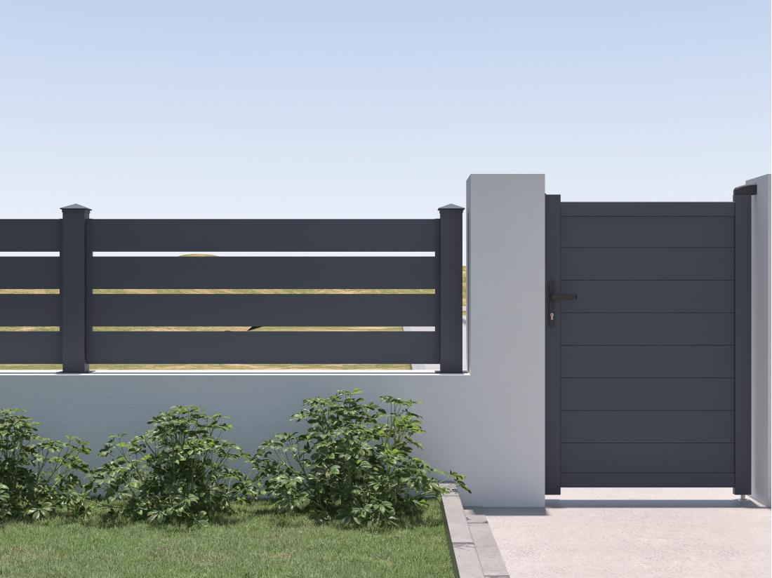 Vente Unique Clôture à Poser Ajourée H80.3 X L188.6 Cm En Aluminium Anthracite - PRIMO