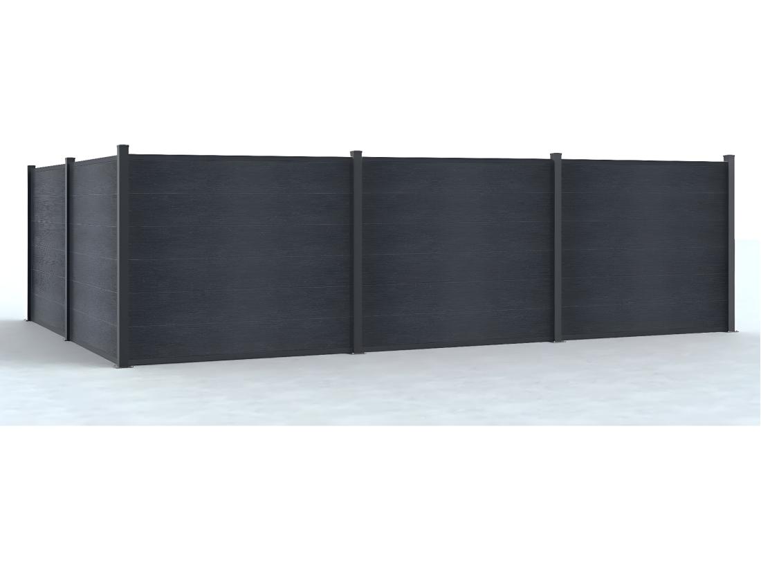 Vente Unique Clôture à Poser H 156 Cm - Kit De 6 Lames En Composite + 2 Poteaux Anthracite - ENOLA