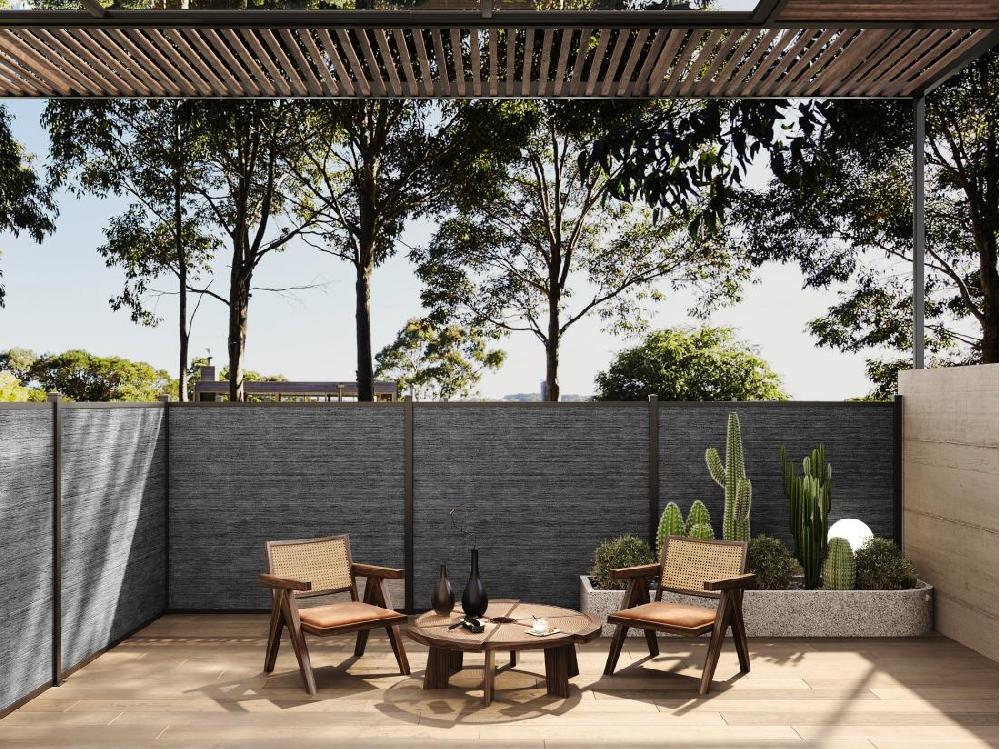 Vente Unique Clôture à Poser H 156 Cm - Kit De 6 Lames En Composite + 1 Poteau Anthracite - ENOLA