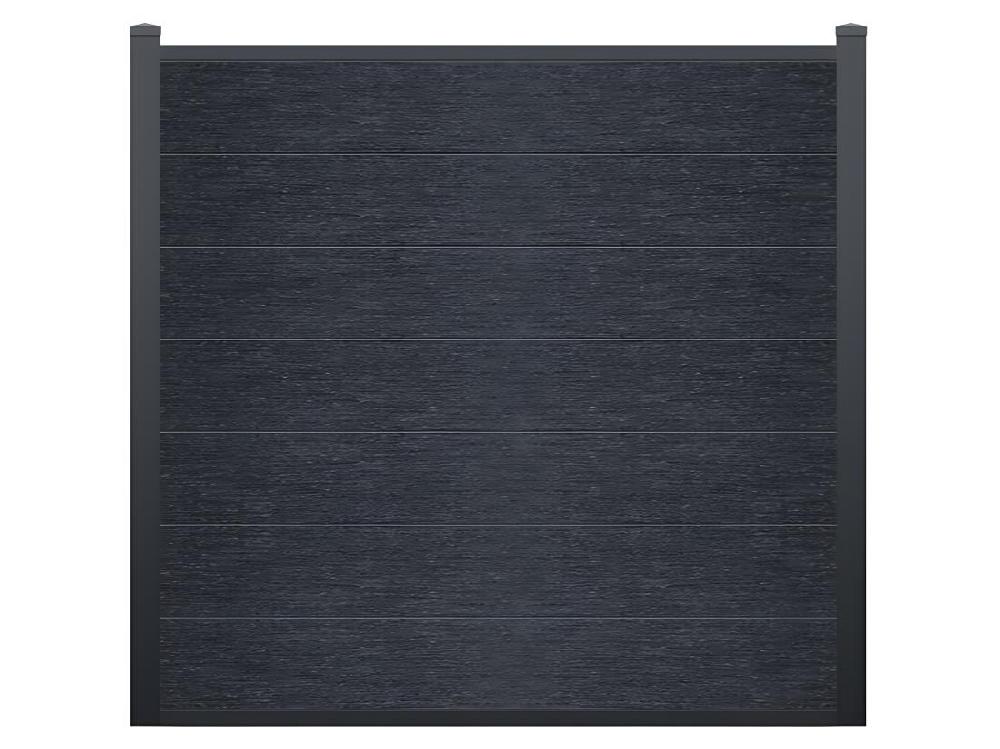 Vente Unique Clôture à Poser H 181 Cm - Kit De 7 Lames En Composite + 2 Poteaux Ganthracite - ENOLA