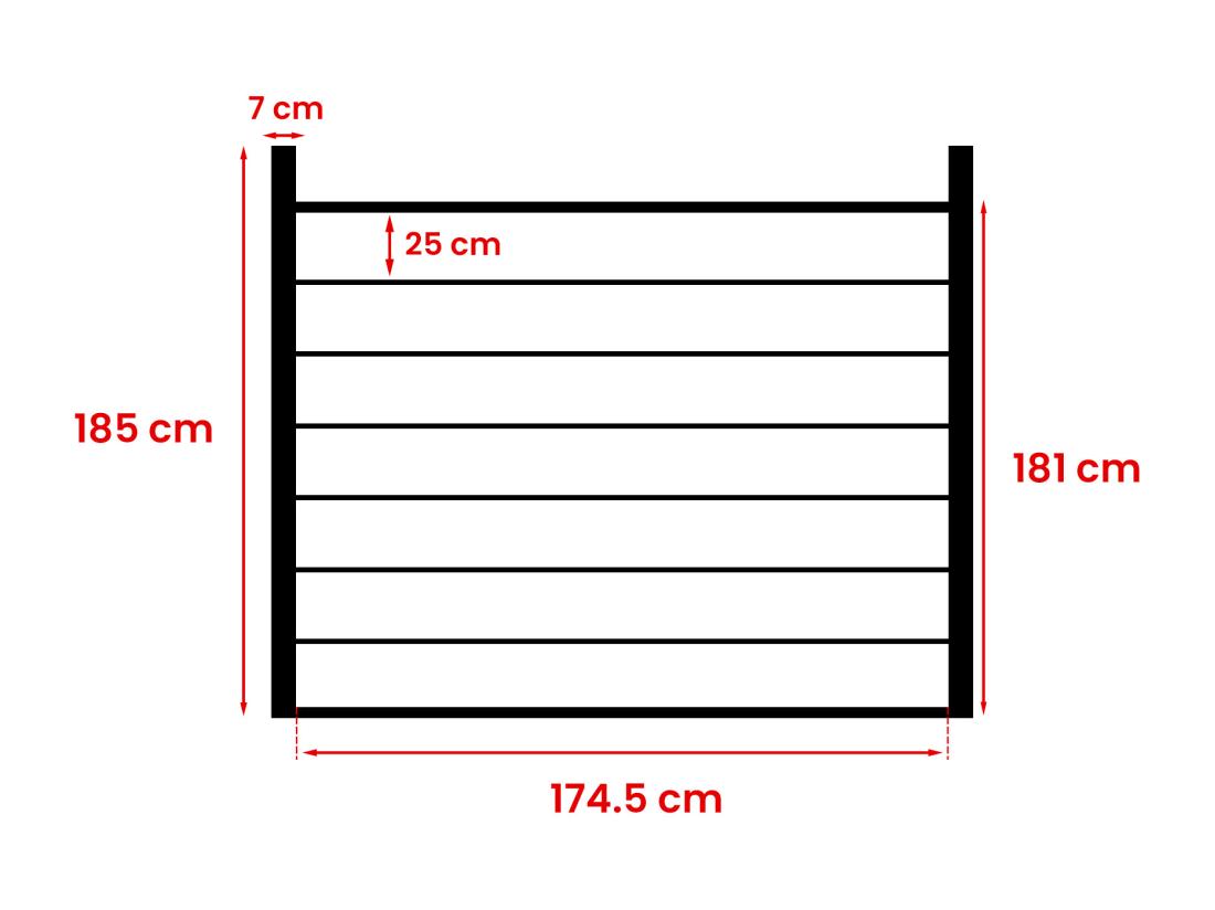 Vente Unique Clôture à Poser H 181 Cm - Kit De 7 Lames En Composite + 2 Poteaux Ganthracite - ENOLA