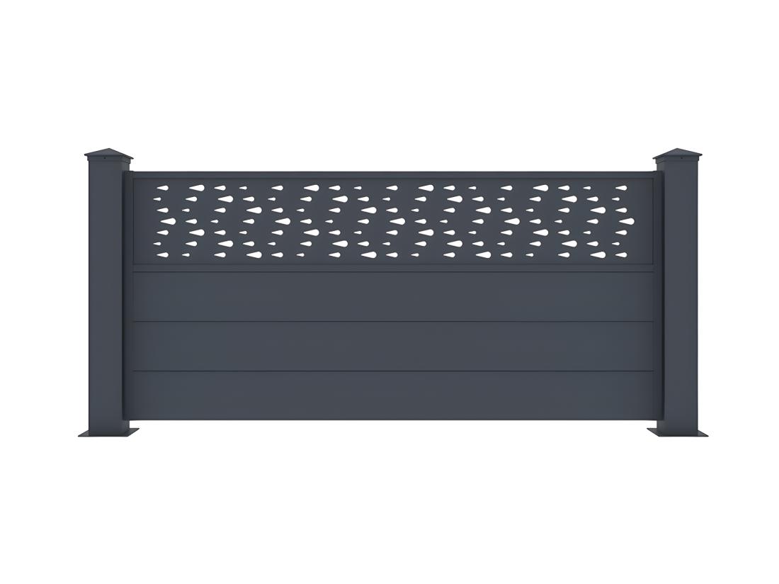 Vente Unique Clôture à Poser H89 X L188.6 Cm En Aluminium Anthracite à Motifs - BAZIO