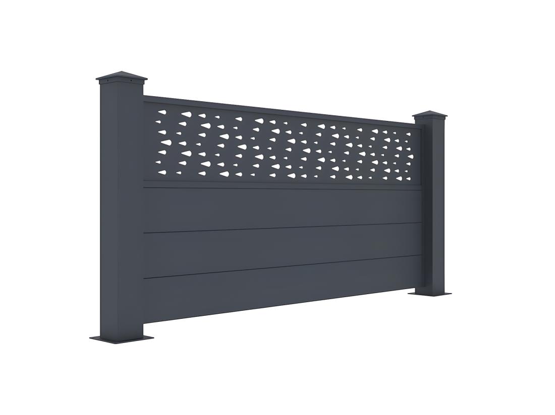 Vente Unique Clôture à Poser H89 X L188.6 Cm En Aluminium Anthracite à Motifs - BAZIO