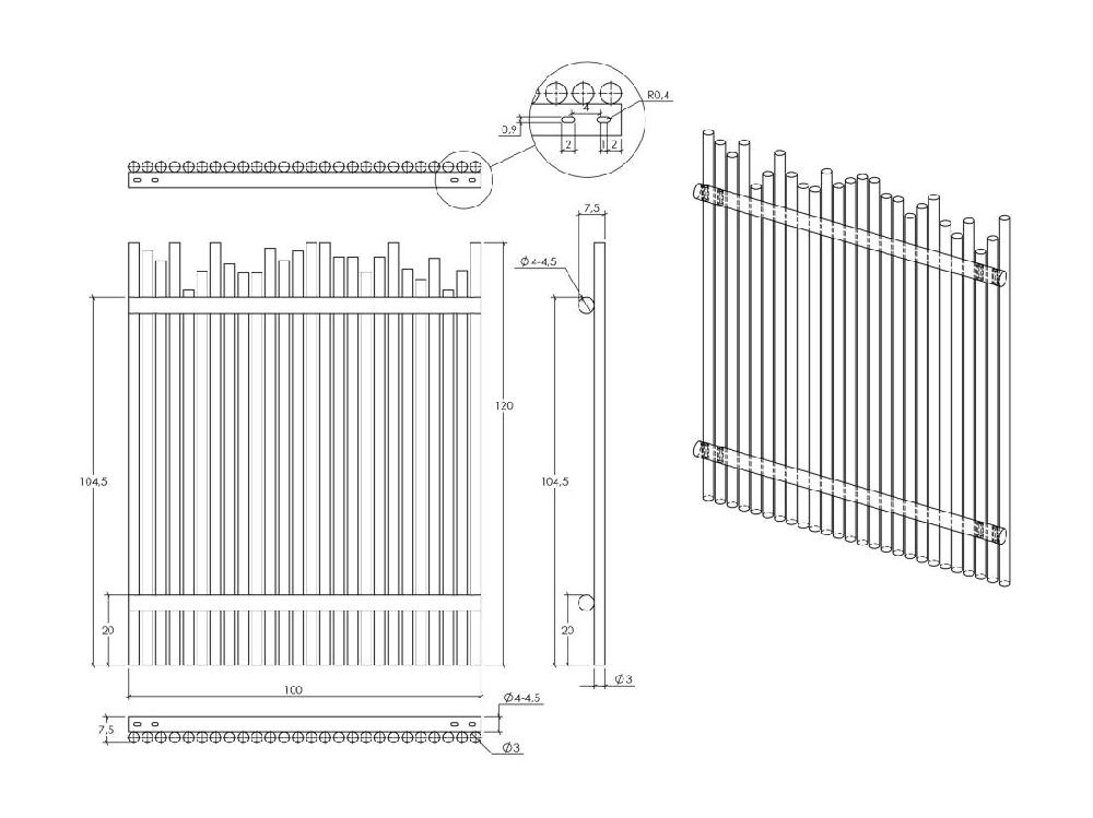 Vente Unique Clôture En Bois De Teck - L100 X H120 Cm Coloris Naturel Clair - EDANA