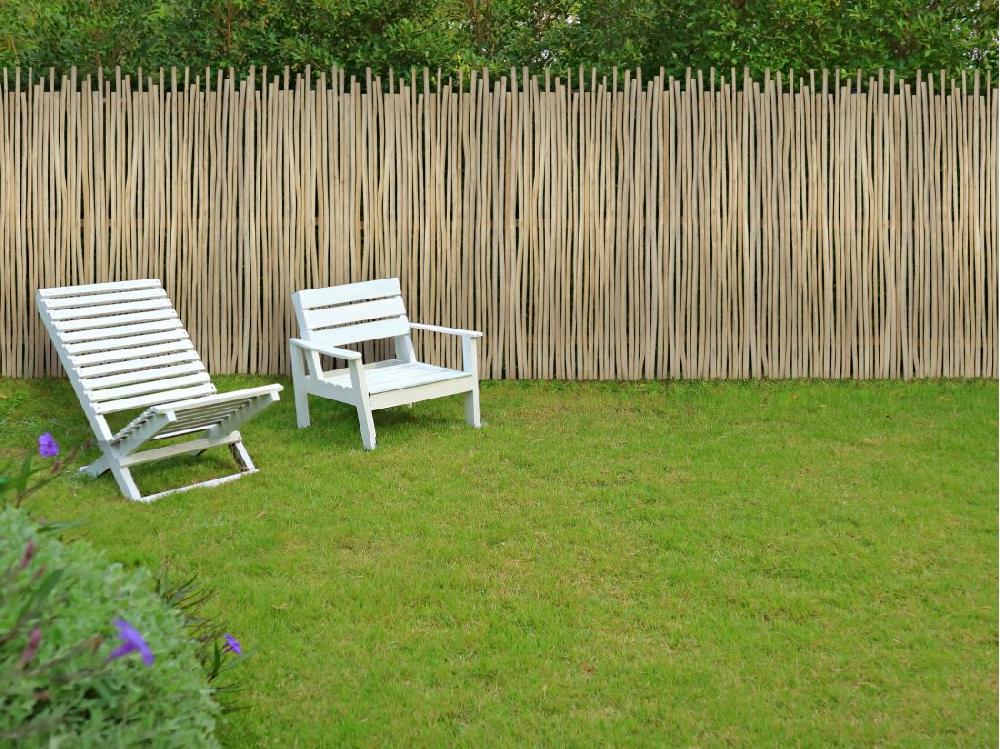 vente unique Clôture en bois de teck - L100 x H120 cm coloris naturel clair - EDANA