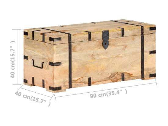 Vente Unique Coffre 90x40x40 Cm Bois Solide De Manguier