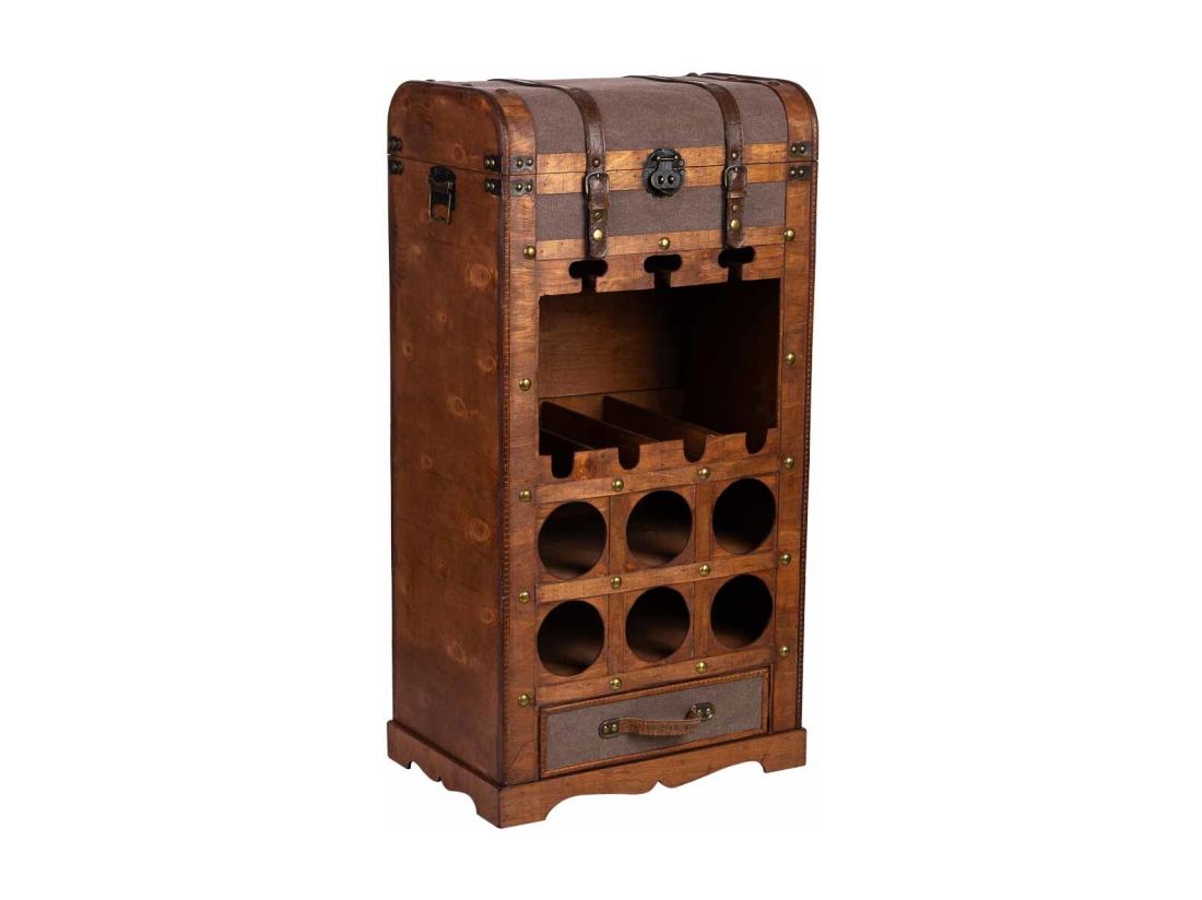 Vente Unique Coffre à Bouteilles En Bois 44x30x85h Cm