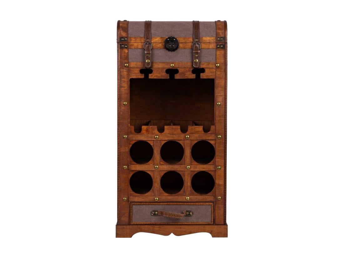 vente unique Coffre à bouteilles en bois 44x30x85h cm