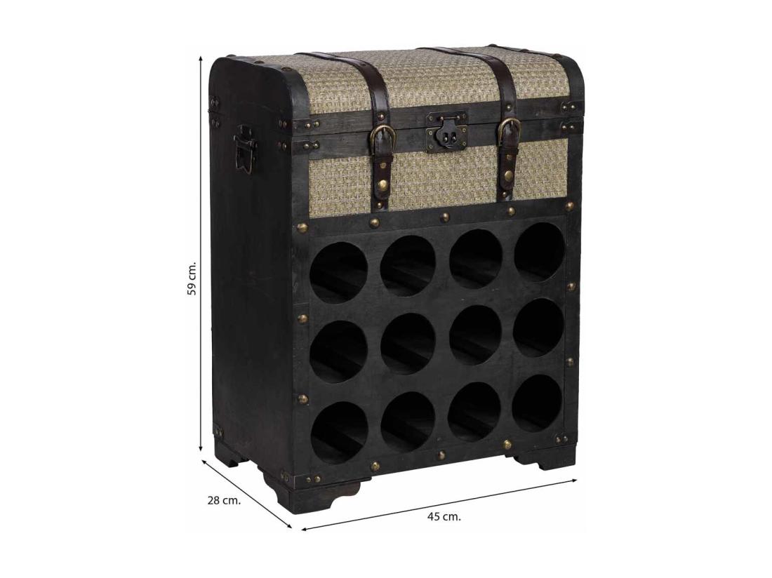 Vente Unique Coffre à Bouteilles En Bois 45x28x59h Cm