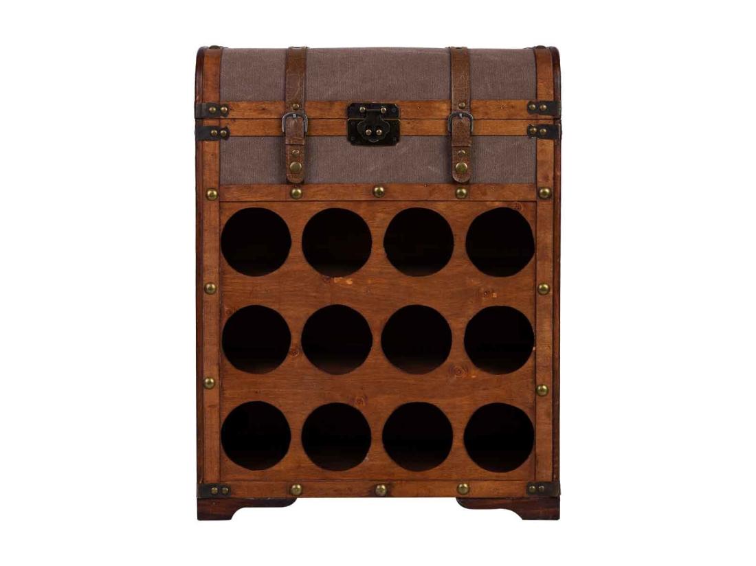 vente unique Coffre à bouteilles en bois 45x28x59h cm
