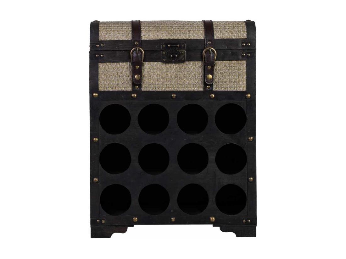 vente unique Coffre à bouteilles en bois 45x28x59h cm