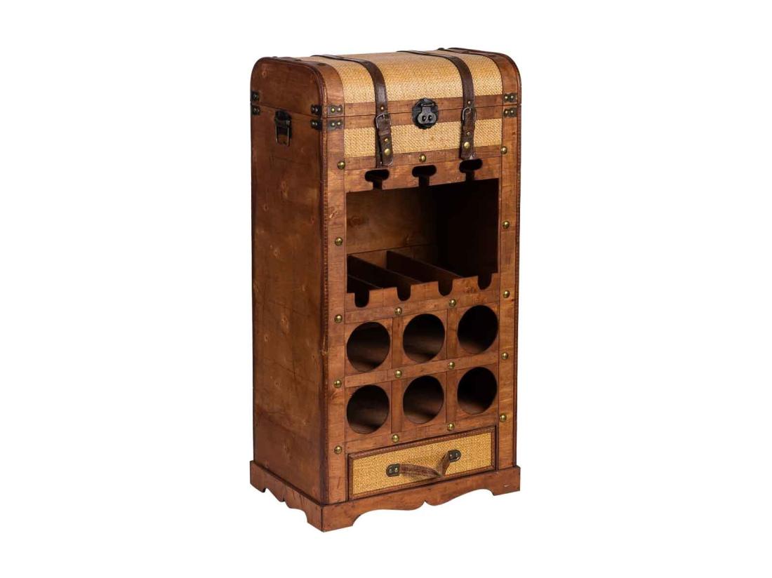 Vente Unique Coffre à Bouteilles En Bois Marron 44x30x85h Cm
