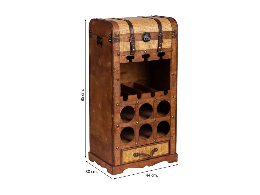 Vente Unique Coffre à Bouteilles En Bois Marron 44x30x85h Cm