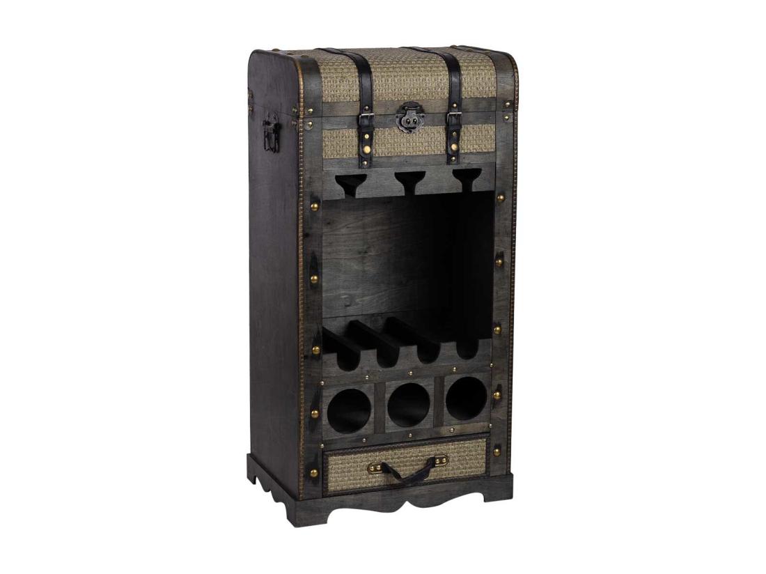 Vente Unique Coffre à Bouteilles En Bois Marron 44x30x85h Cm