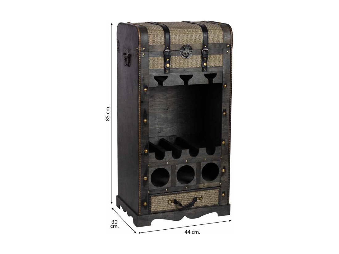 Vente Unique Coffre à Bouteilles En Bois Marron 44x30x85h Cm