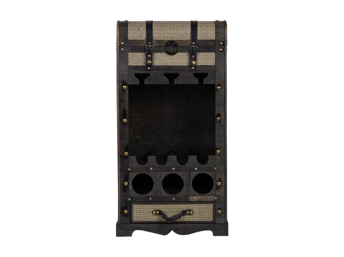 vente unique Coffre à bouteilles en bois marron 44x30x85h cm