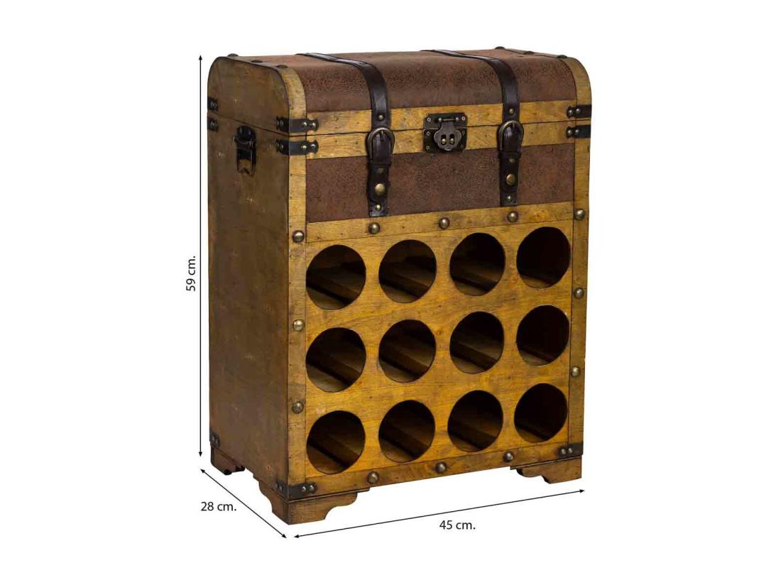 Vente Unique Coffre à Bouteilles En Bois Marron 45x28x59h Cm