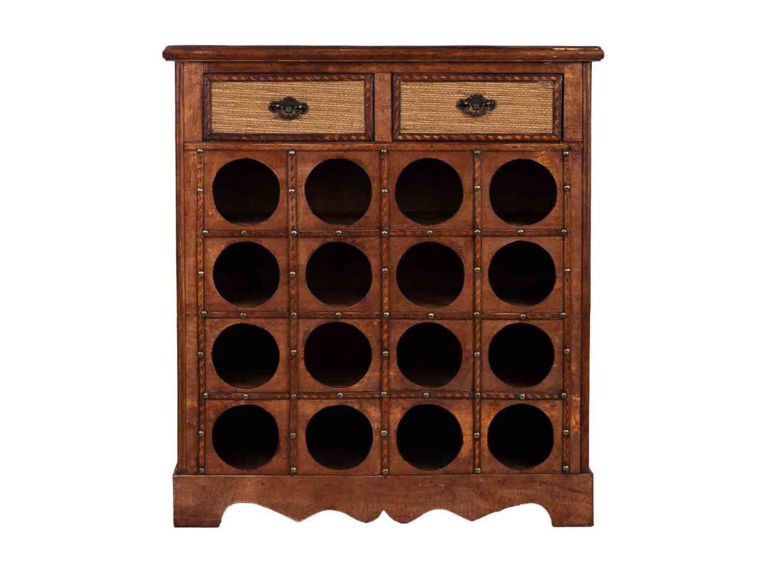 vente unique Coffre à bouteilles en bois marron 63x31x69 5h cm