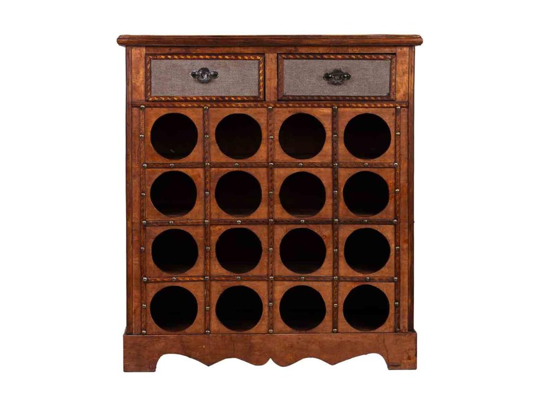 vente unique Coffre à bouteilles en bois marron 63x31x69 5h cm