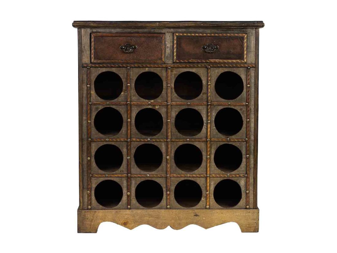 vente unique Coffre à bouteilles en bois marron 63x31x69 5h cm