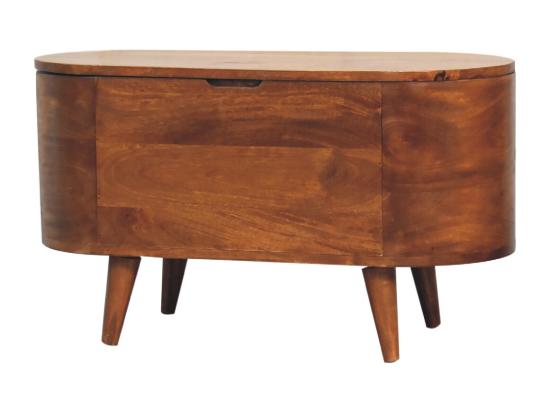Vente Unique Coffre à Couverture Chestnut Rounded Lid