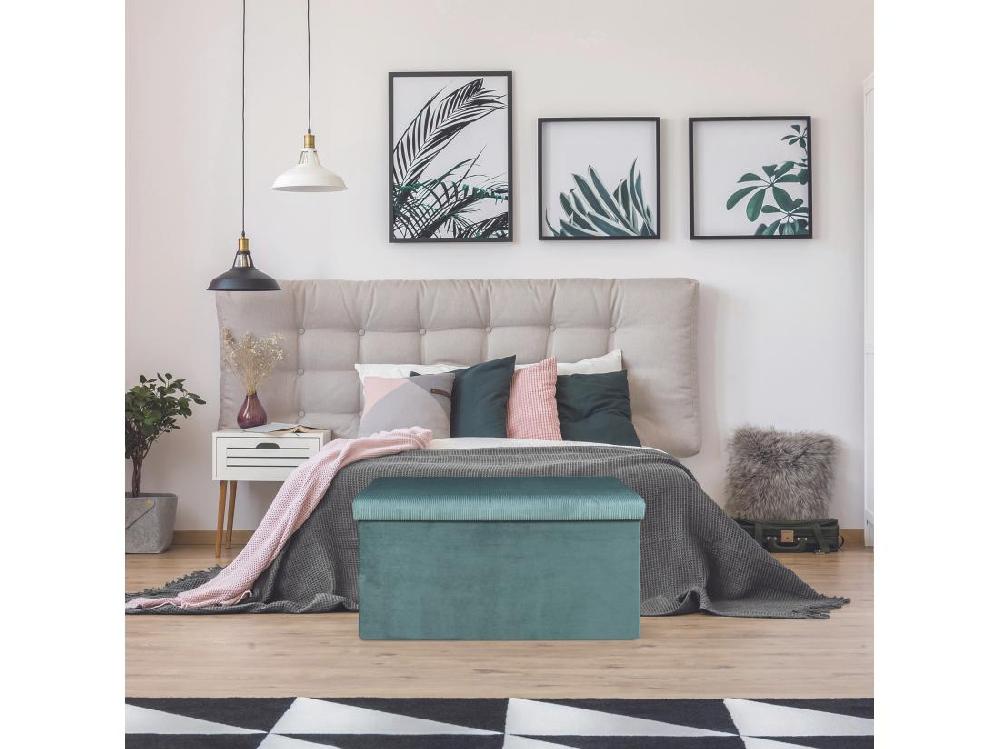 vente unique Coffre Banc Pliable Velours Cotele Giulia Bleu